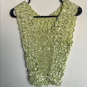 Y2K Lime Green Bubble Shirt Stretch Textured Sleeveless Top
